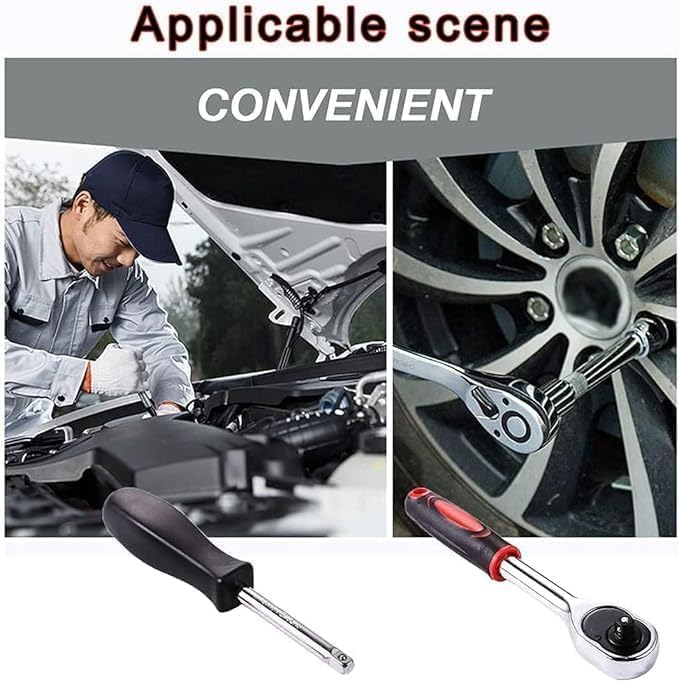 FLUXBOX Tool Kit 46 Pcs Household | 1/4 Drive Socket Screwdriver